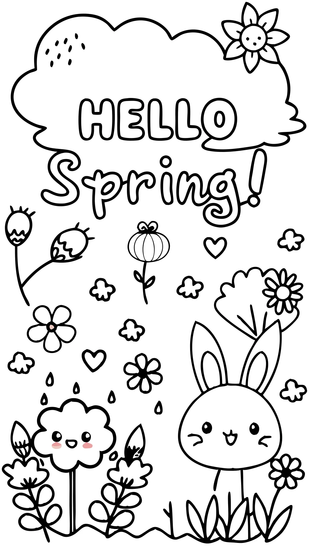 hello spring coloring page